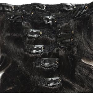 Human Hair clip Ins (off Black) Never Worn